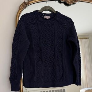 J. Crew Dark Blue Cable Knit Sweater